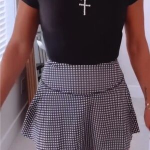 Avia Black and White Gingham Check Skort — black shorts built in Athleisure